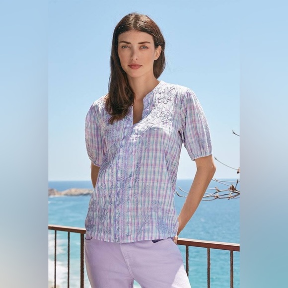 NWT Johnny Was Malo Puff Sleeve Blouse - Picture 7 of 10